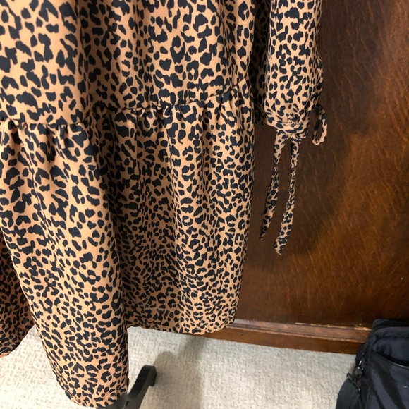 WILD FABLE Animal Print Baby Doll Long Sleeve Mini Dress Sz XS - Picture 6 of 9